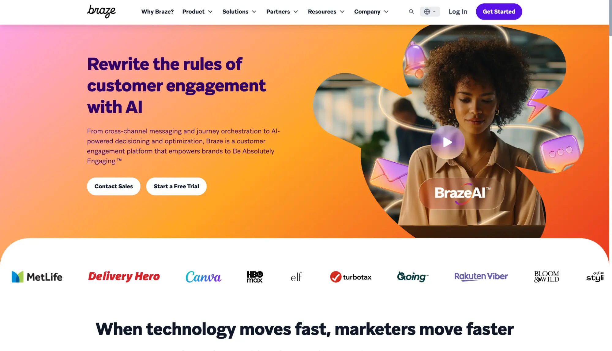 Braze homepage Braze homepage