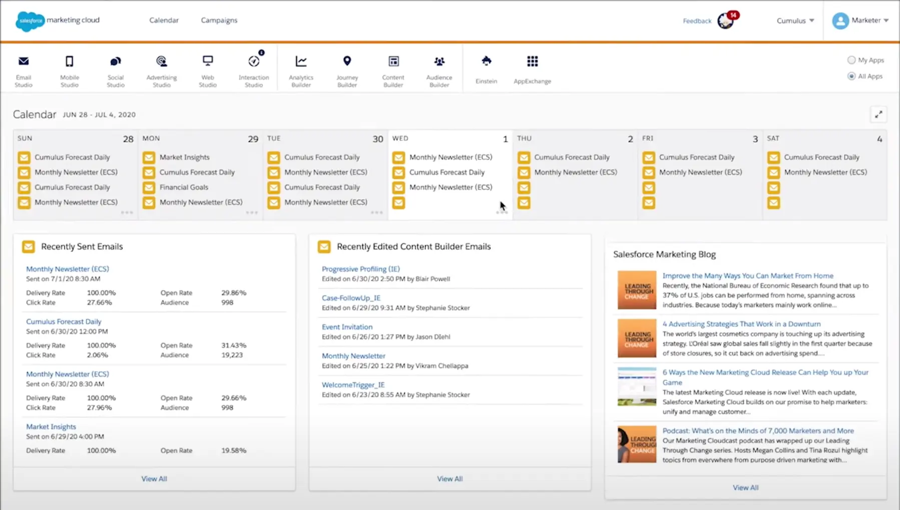 Marketing Cloud Home Page Marketing Cloud Home Page