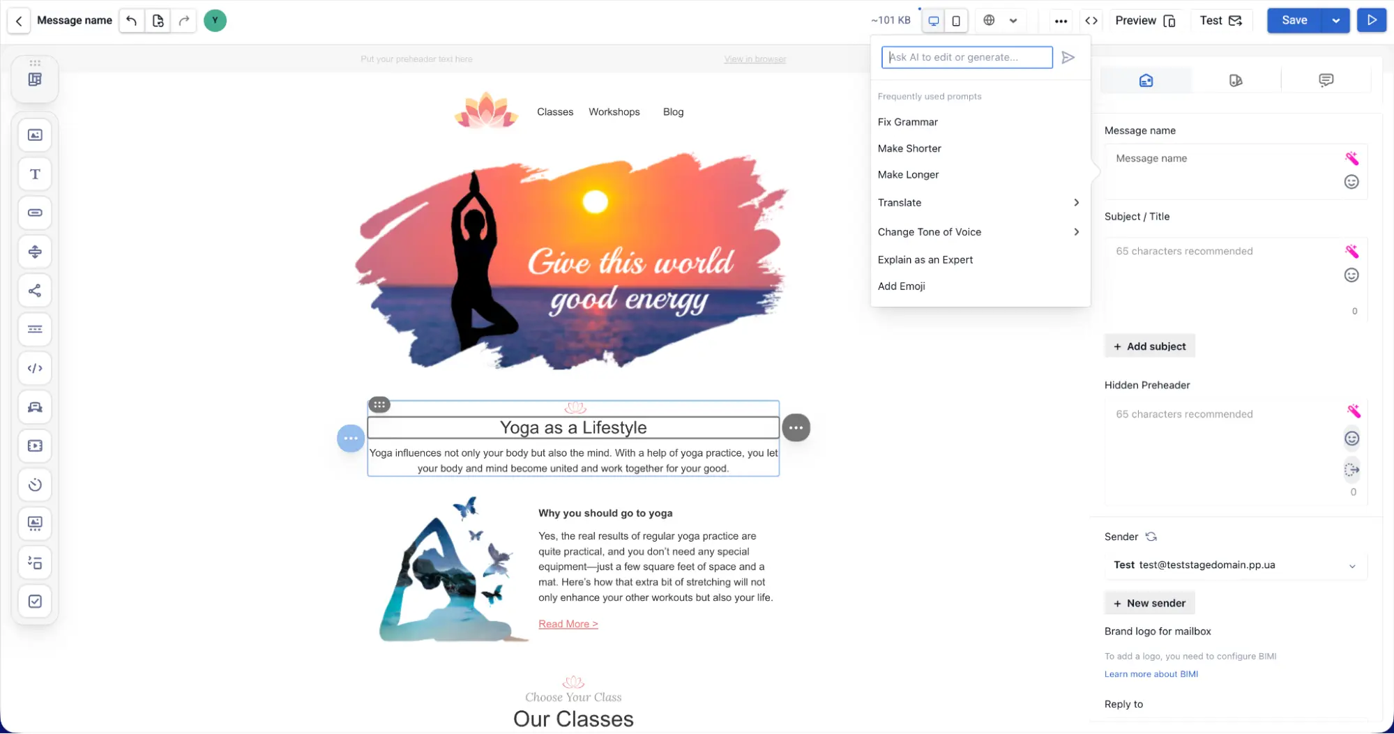 Yespo AI-Powered email editor Yespo AI-Powered email editor