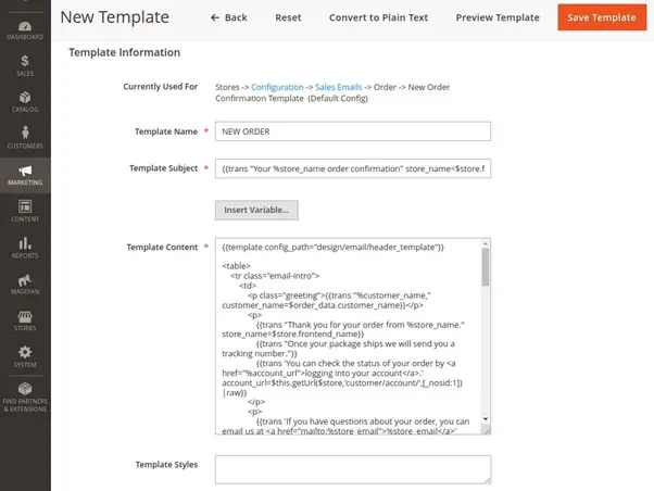 Magento settings