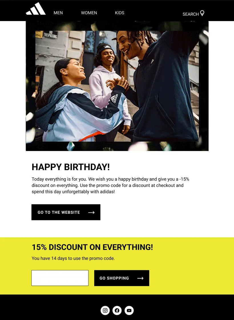 A birthday email by adidas A birthday email by adidas
