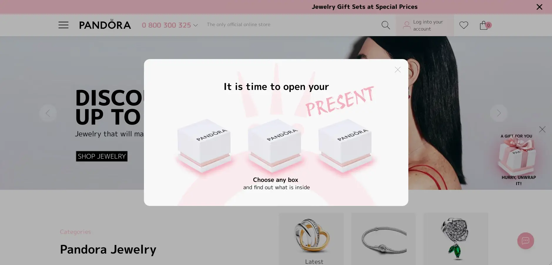 A gamified pop-up on Pandora’s website A gamified pop-up on Pandora’s website