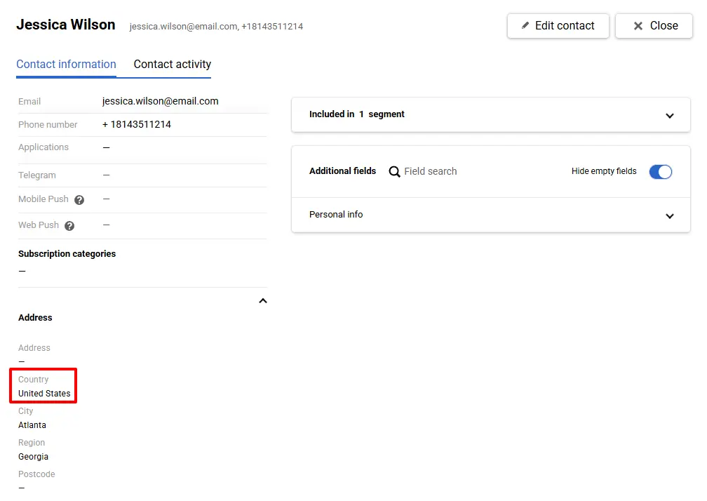 Contact profile Contact profile