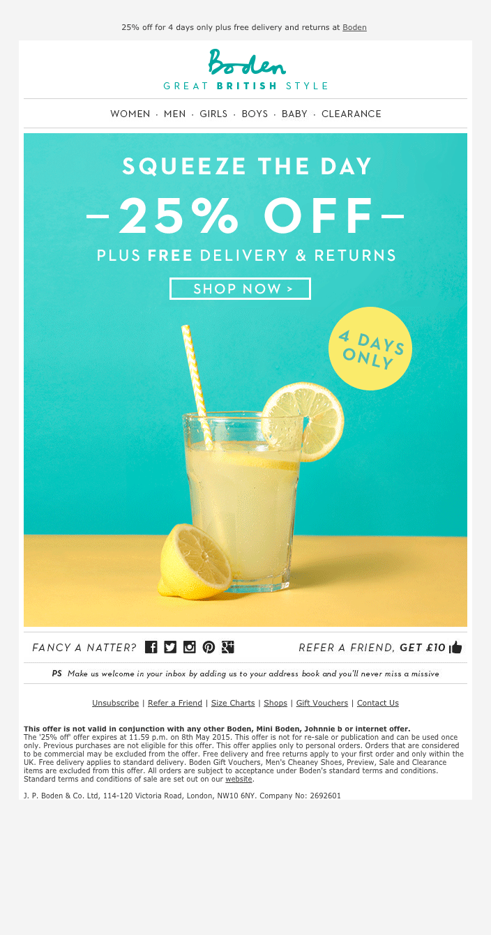 Boden summer email