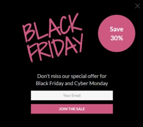 Black Friday subscription widget