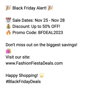 Black Friday SMS example