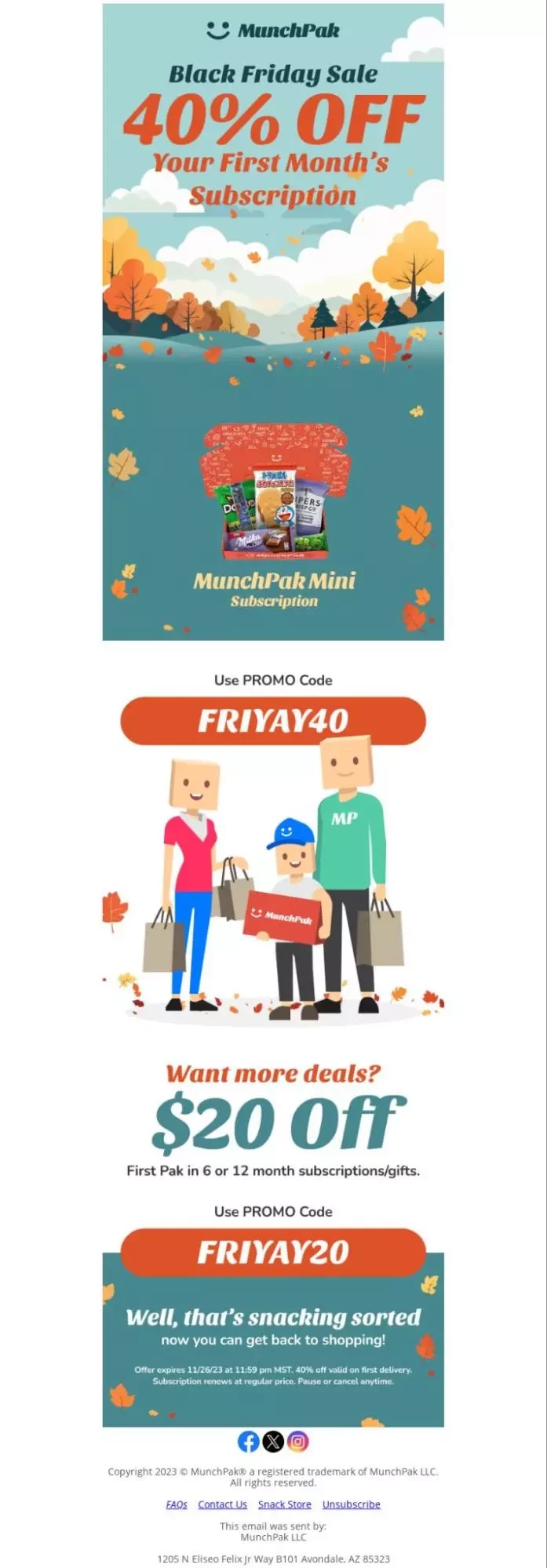 An email from MunchPak An email from MunchPak