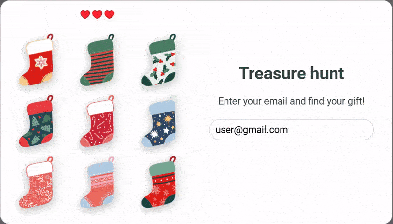 A “Treasure hunt” gamified widget A “Treasure hunt” gamified widget