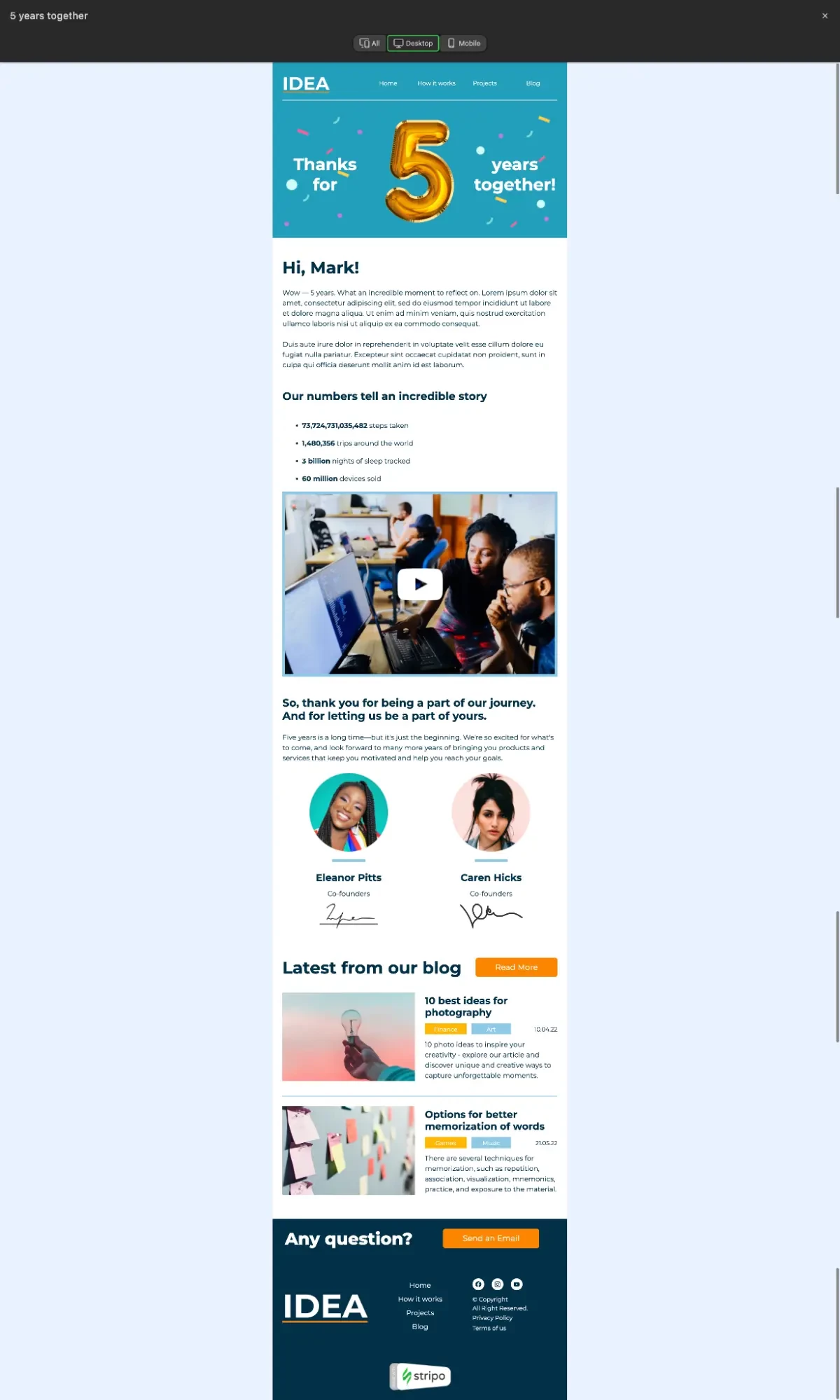 An example of a birthday email campaign