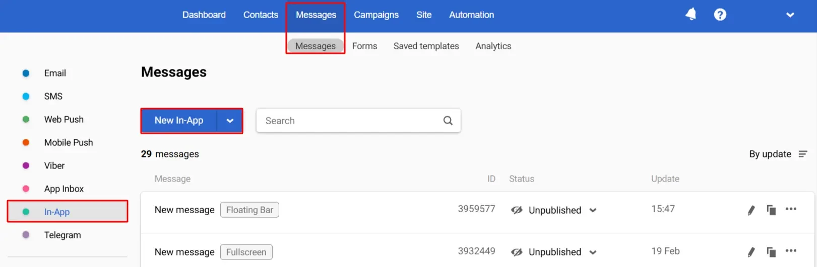 Creating In-App Messages in Yespo
