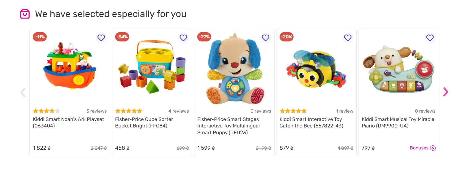 Recommendations on the Budynok Ihrashok category page