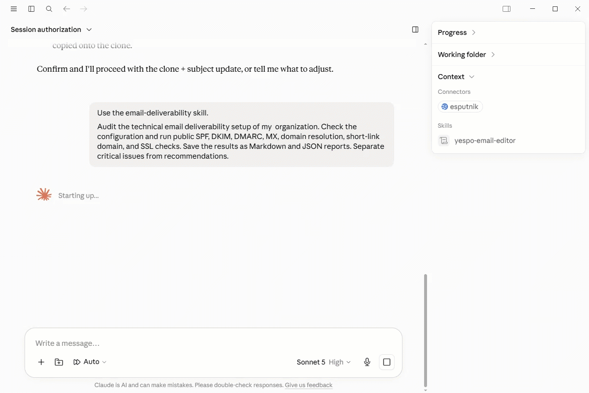 Deliverability audit by the agent Deliverability audit by the agent