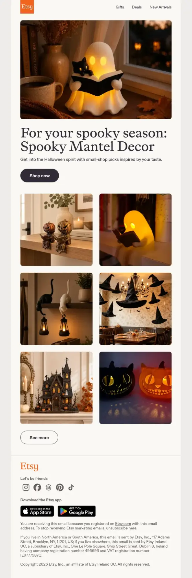 Sezonowy e-mail prezentujący halloweenowe dekoracje do domu Sezonowy e-mail prezentujący halloweenowe dekoracje do domu