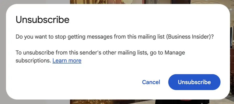 Natywny monit o wypisanie w Gmailu