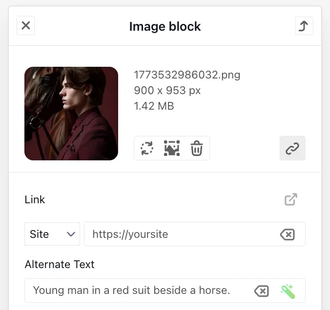 Edytor Yespo wyświetla dokładny rozmiar pliku każdego obrazu w Twoim e‑mailu