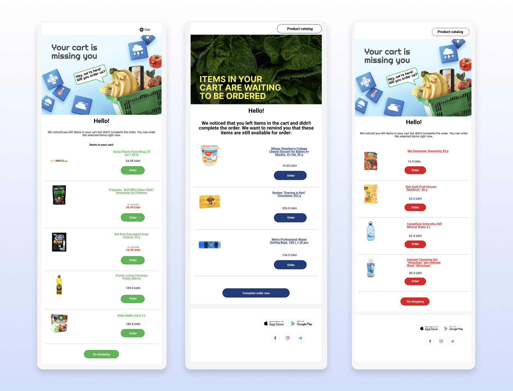Abandoned Cart emails with goods Abandoned Cart emails with goods