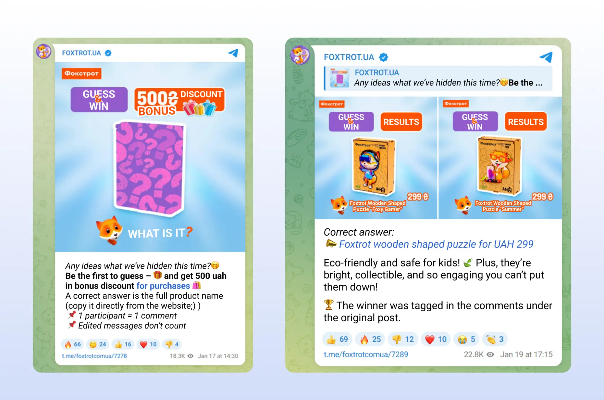 Giveaway example in Telegram