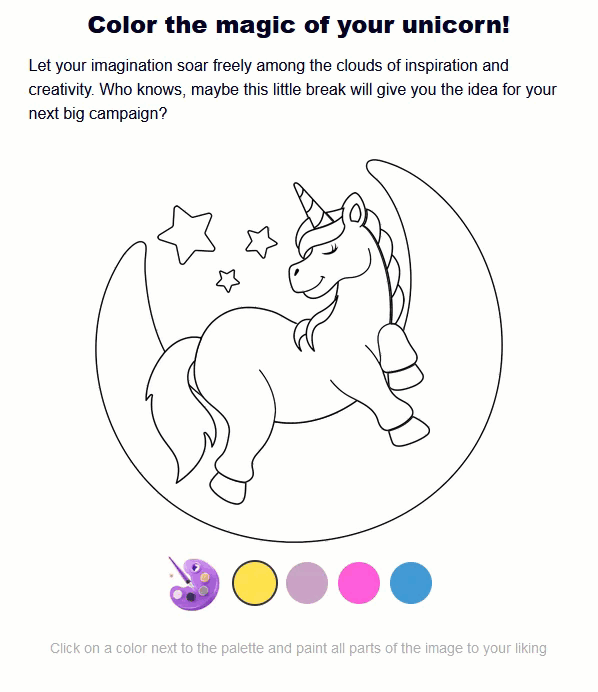 Example of an interactive coloring page that can be used in an email Example of an interactive coloring page that can be used in an email