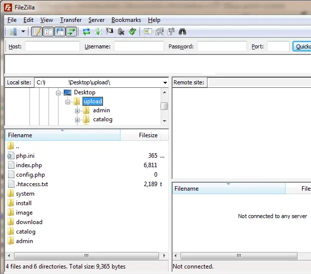 The upload folder in WinRAR