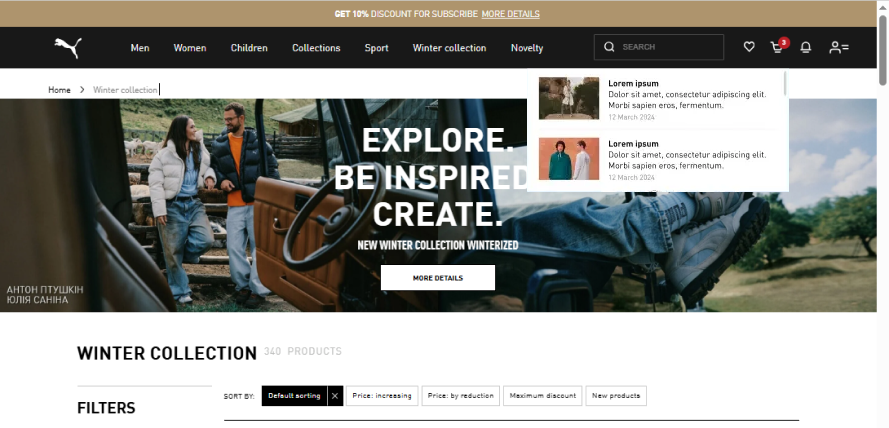 An example of an App Inbox notification that appears when you click on the bell icon