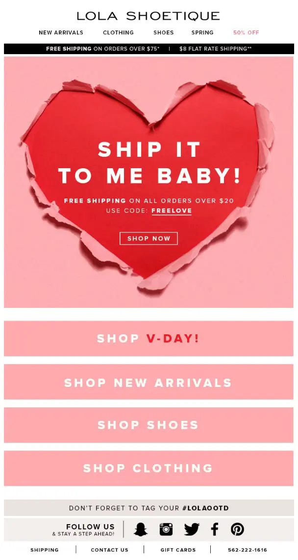 Emails with a free delivery proposition Emails with a free delivery proposition