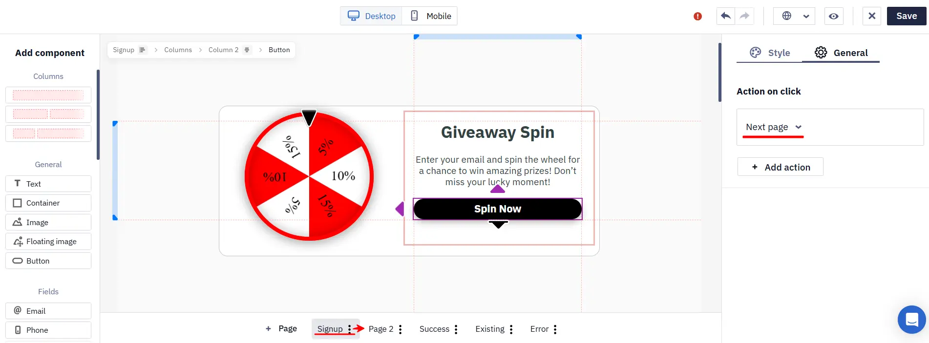 Setting up transitions between widget pages Setting up transitions between widget pages