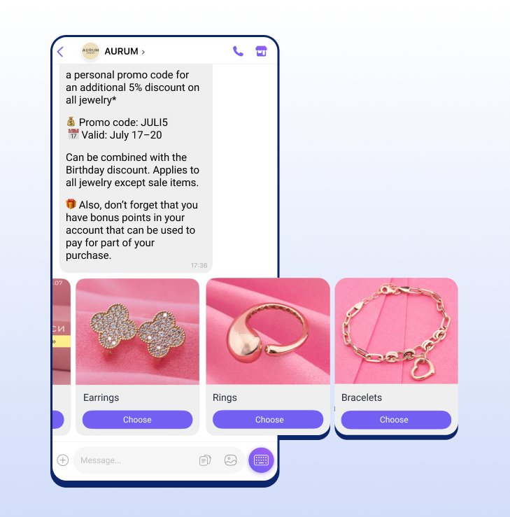 Example of a Viber campaign from AURUM with a slider