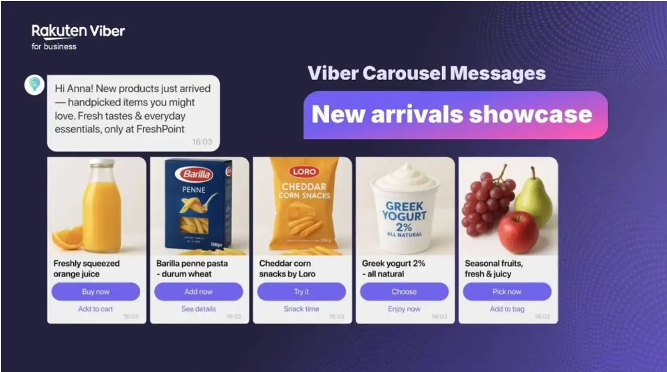 An example of a carousel from the Viber website