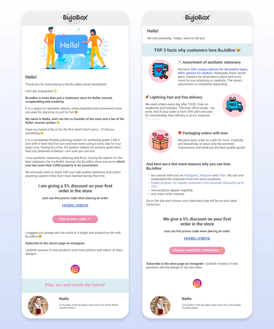 Old BuJoBox welcome emails