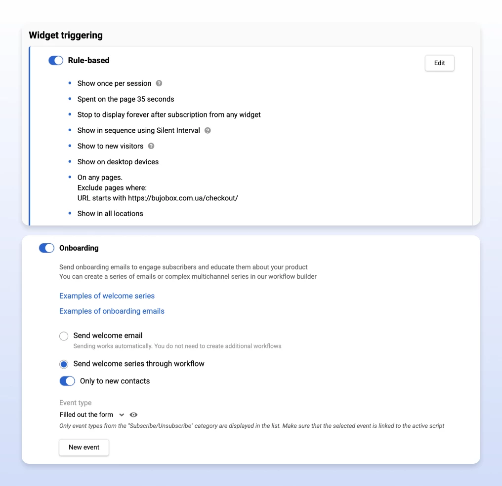 Widget launch conditions