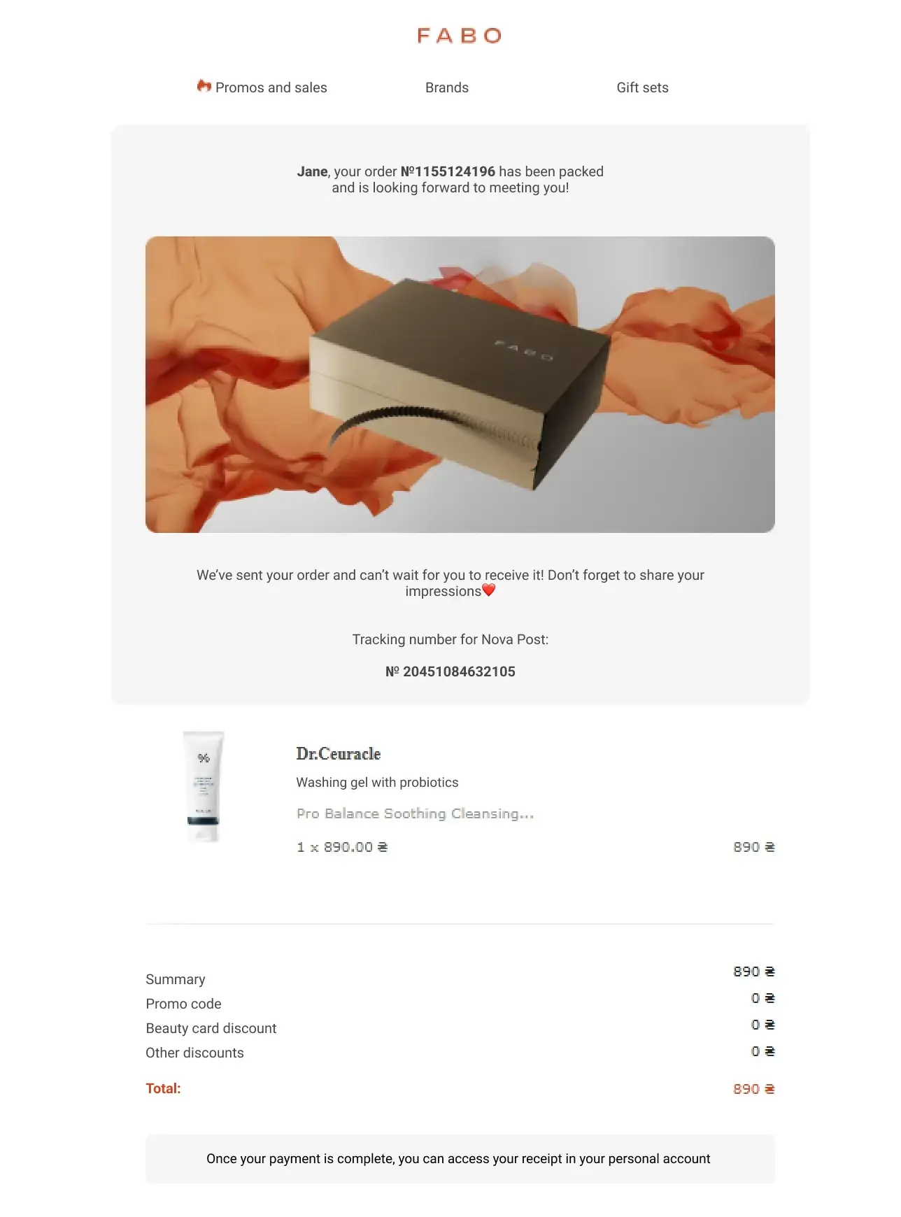 Exemplu de mesaj tranzacțional FABO Exemplu de mesaj tranzacțional FABO