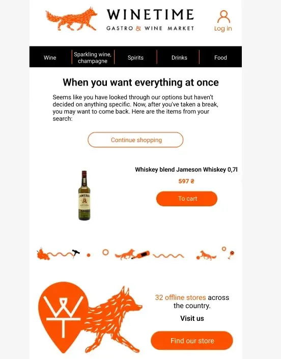 Exemplu de navigare abandonată de la Winetime Exemplu de navigare abandonată de la Winetime