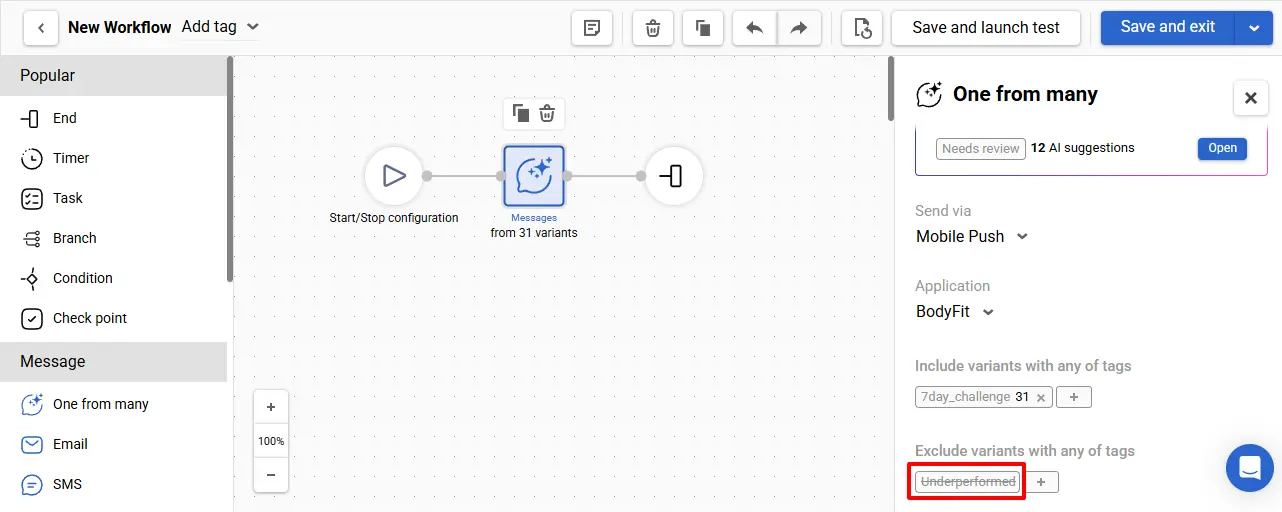 Using the One from Many block