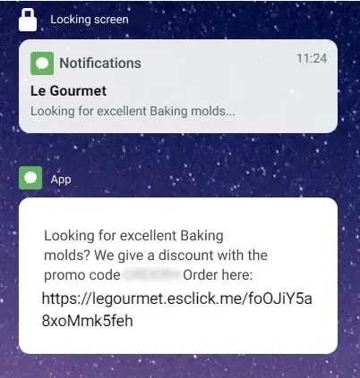 SMS with a promo code for the most expensive product SMS with a promo code for the most expensive product