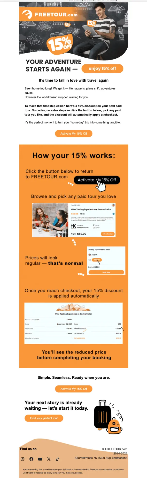 FREETOUR.com reactivation email FREETOUR.com reactivation email