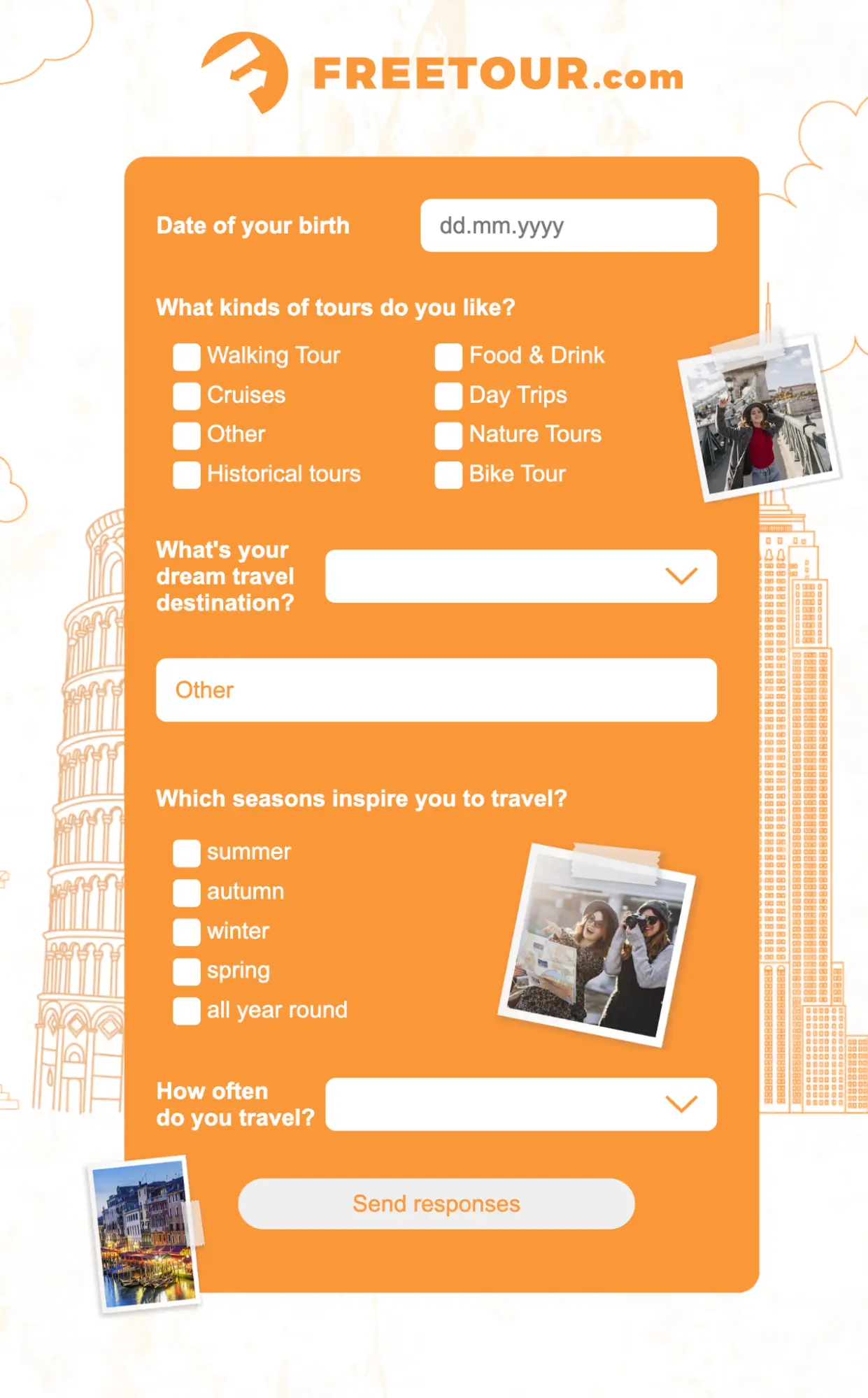 Questionnaire in a FREETOUR.com newsletter Questionnaire in a FREETOUR.com newsletter
