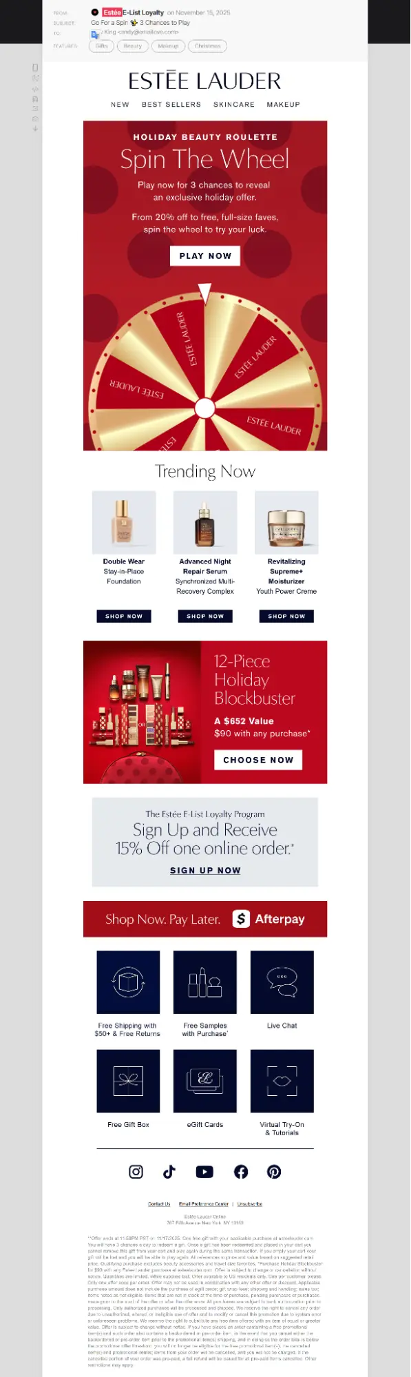  Holiday email with the game mechanic