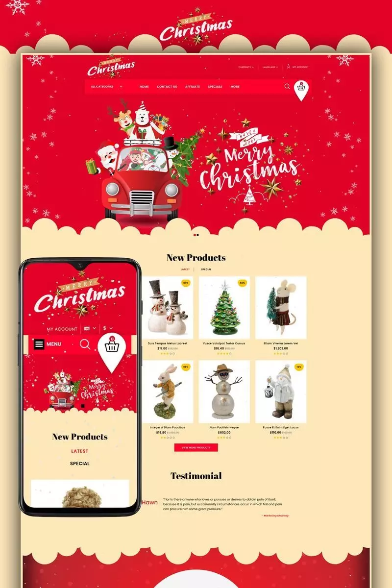 Mobile-optimized Christmas website template
