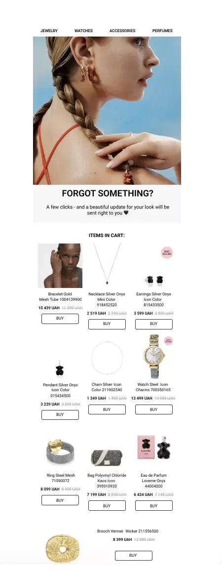 Email for Abandoned Cart trigger communication
