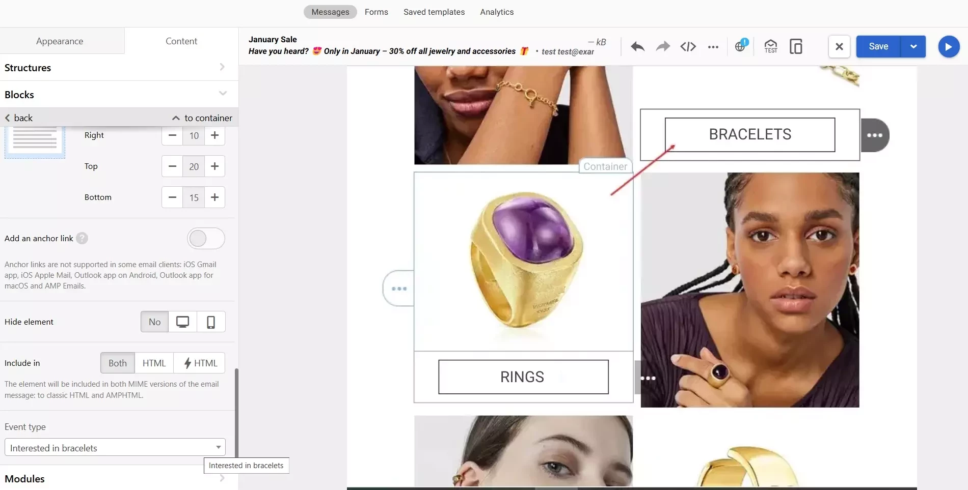 Email for forming interest groups