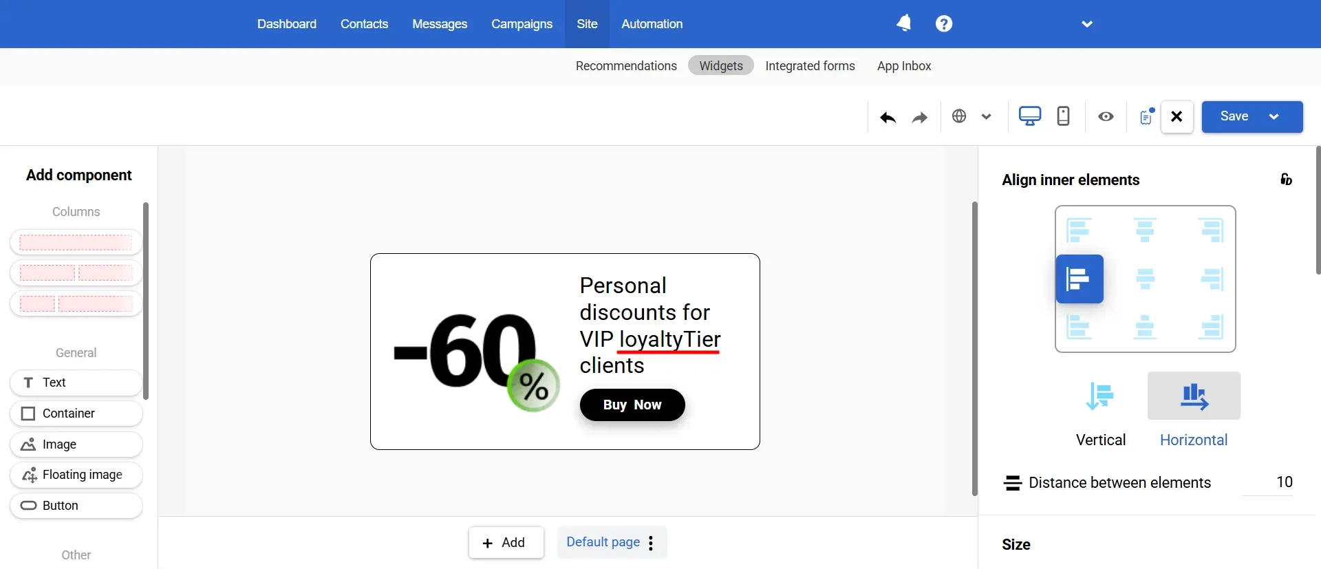 Dynamic widget tags