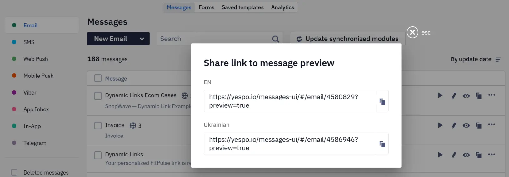 Links from email list Links from email list