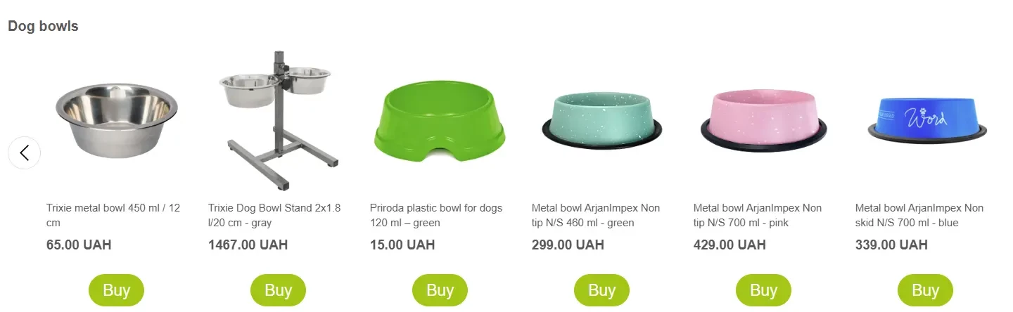 Recommendations block in the article about choosing the right drinking bowls for cats/dogs