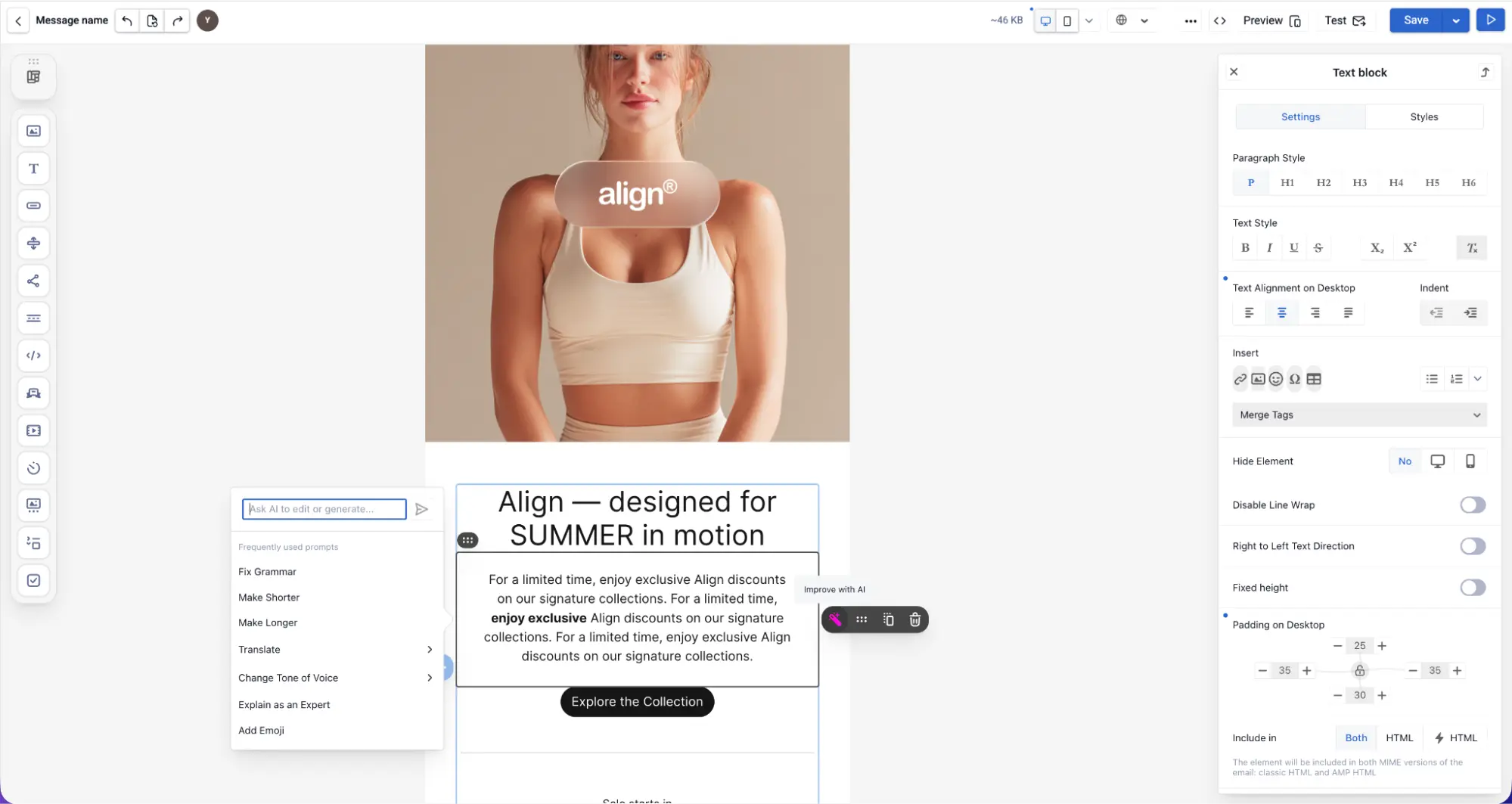 AI text generation features AI text generation features