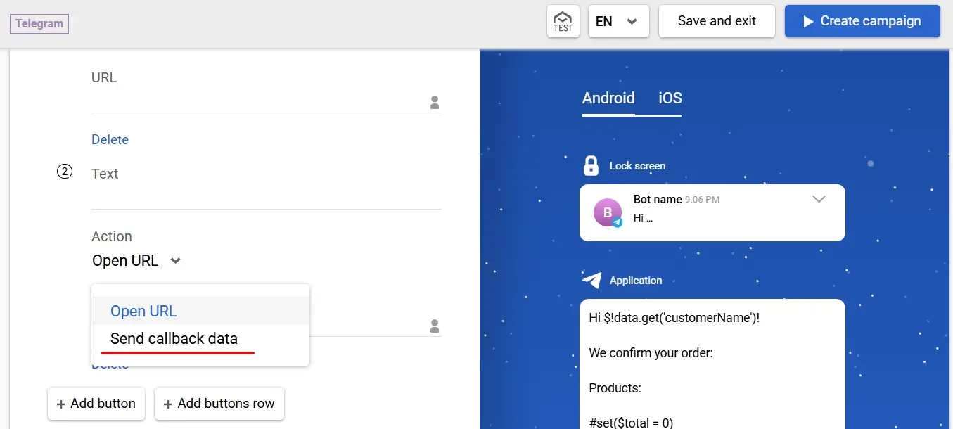 Callback data Callback data