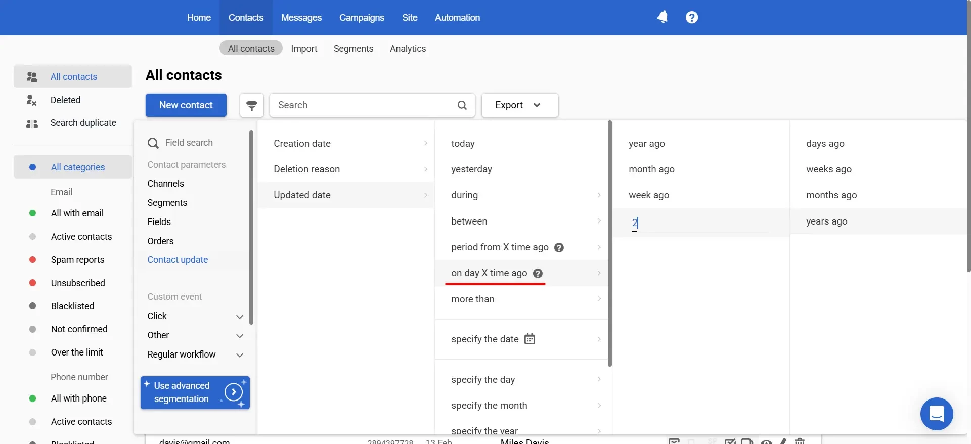 On day X time ago On day X time ago