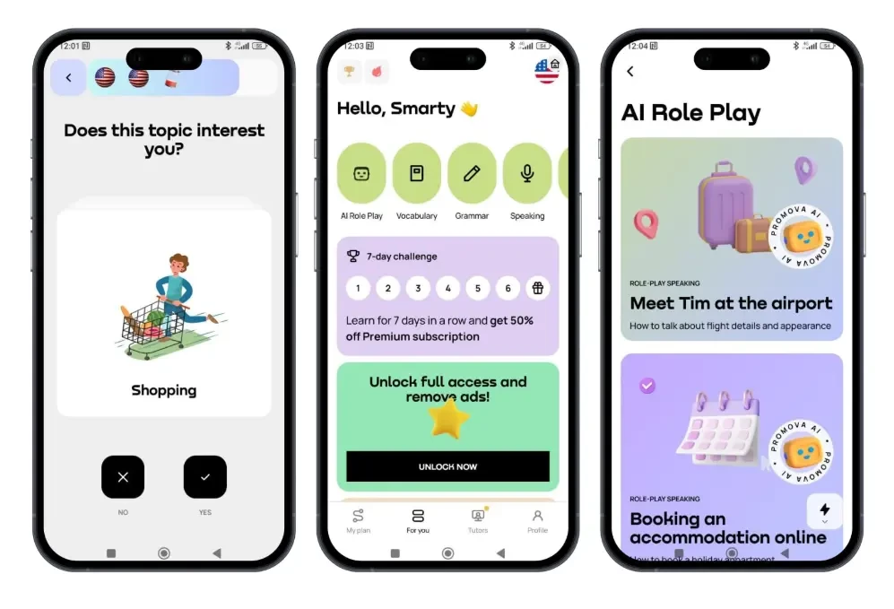 The interface of the platform