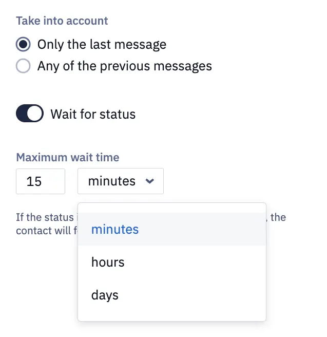 The Maximum wait time field with minutes as the unit