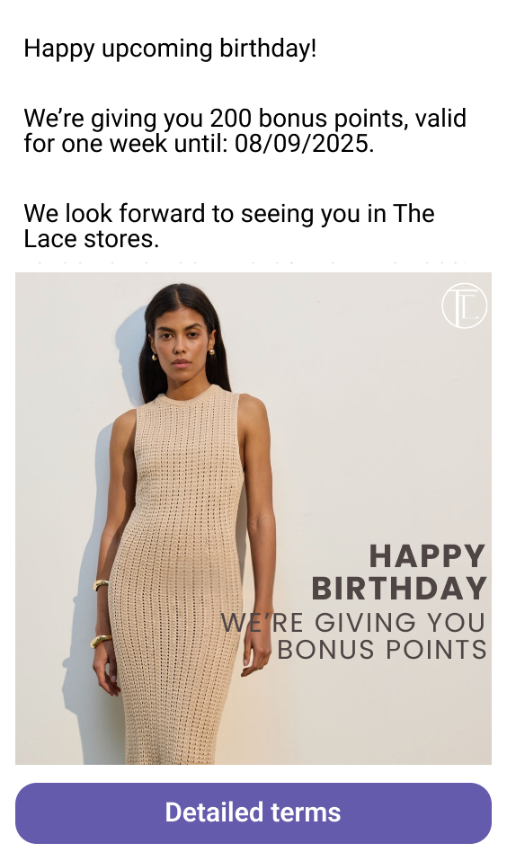 Viber message from The Lace brand