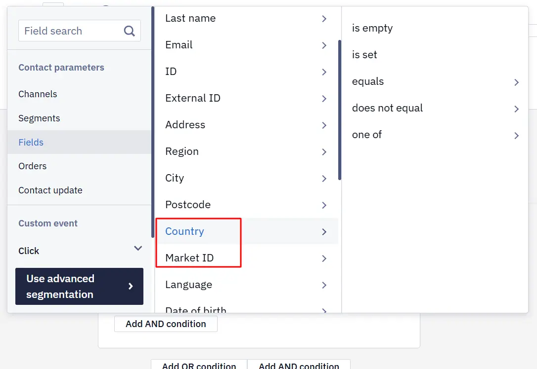 Country and Market ID fields in a dynamic segment Country and Market ID fields in a dynamic segment